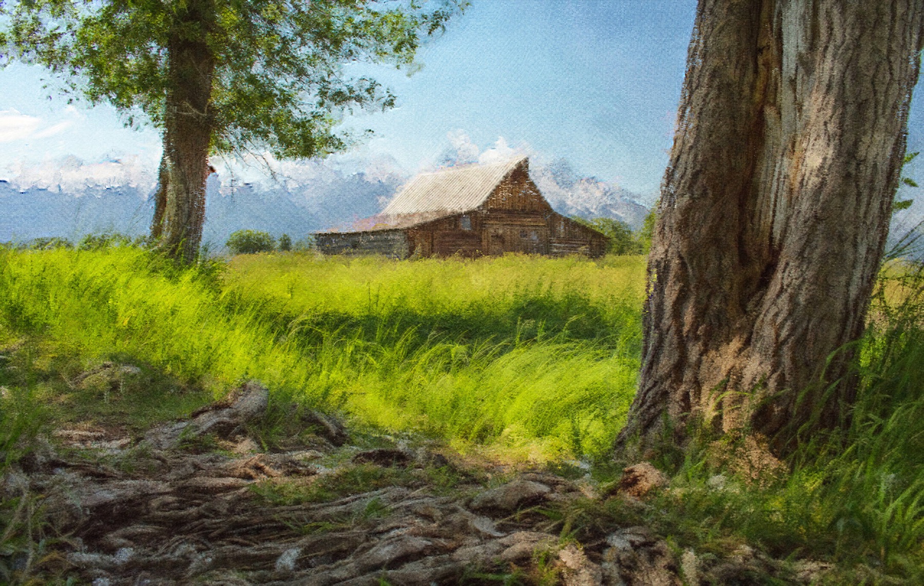 Landscape painting created with Brushstroke