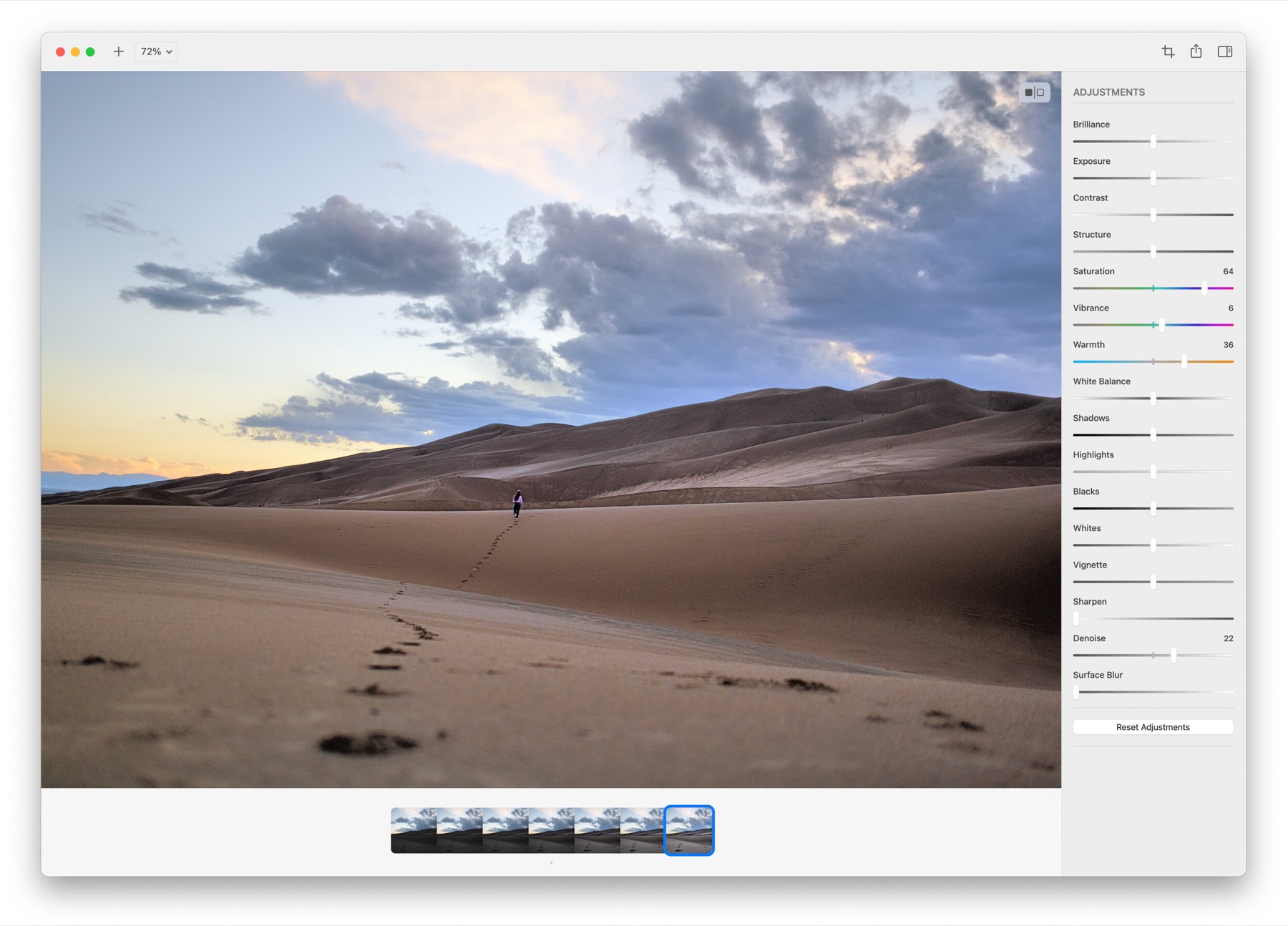 RAW photo editing in Brightly Pro