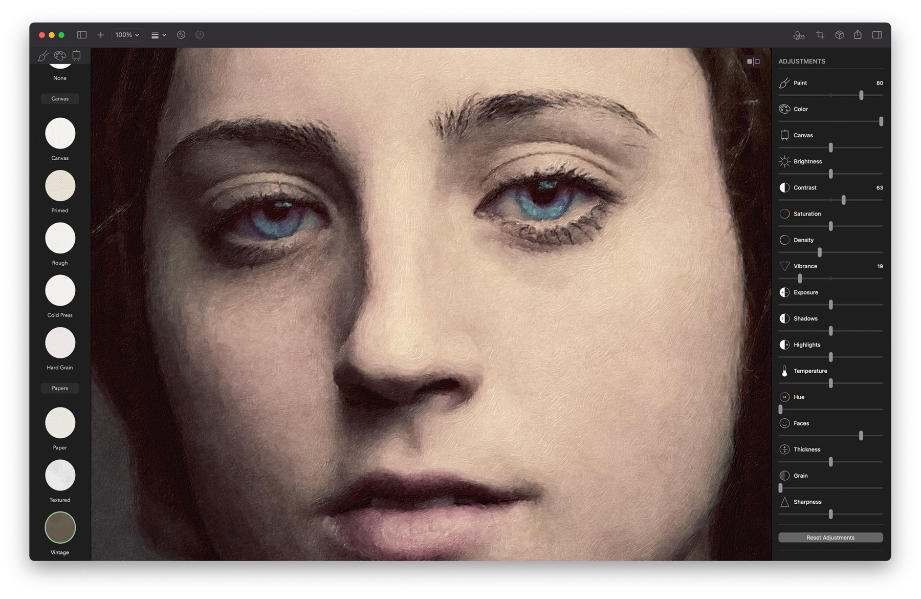 Adjustment controls in Brushstroke Pro