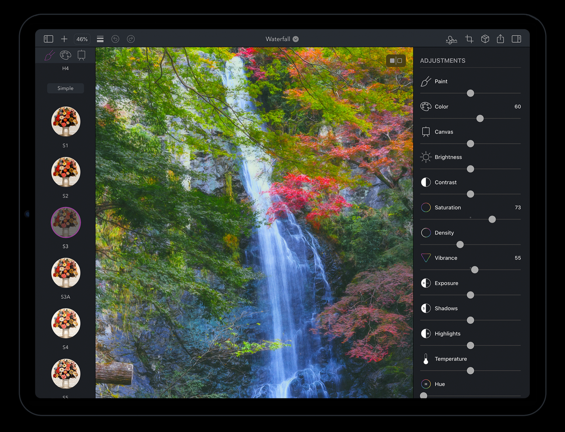 Brushstroke Pro running on iPad