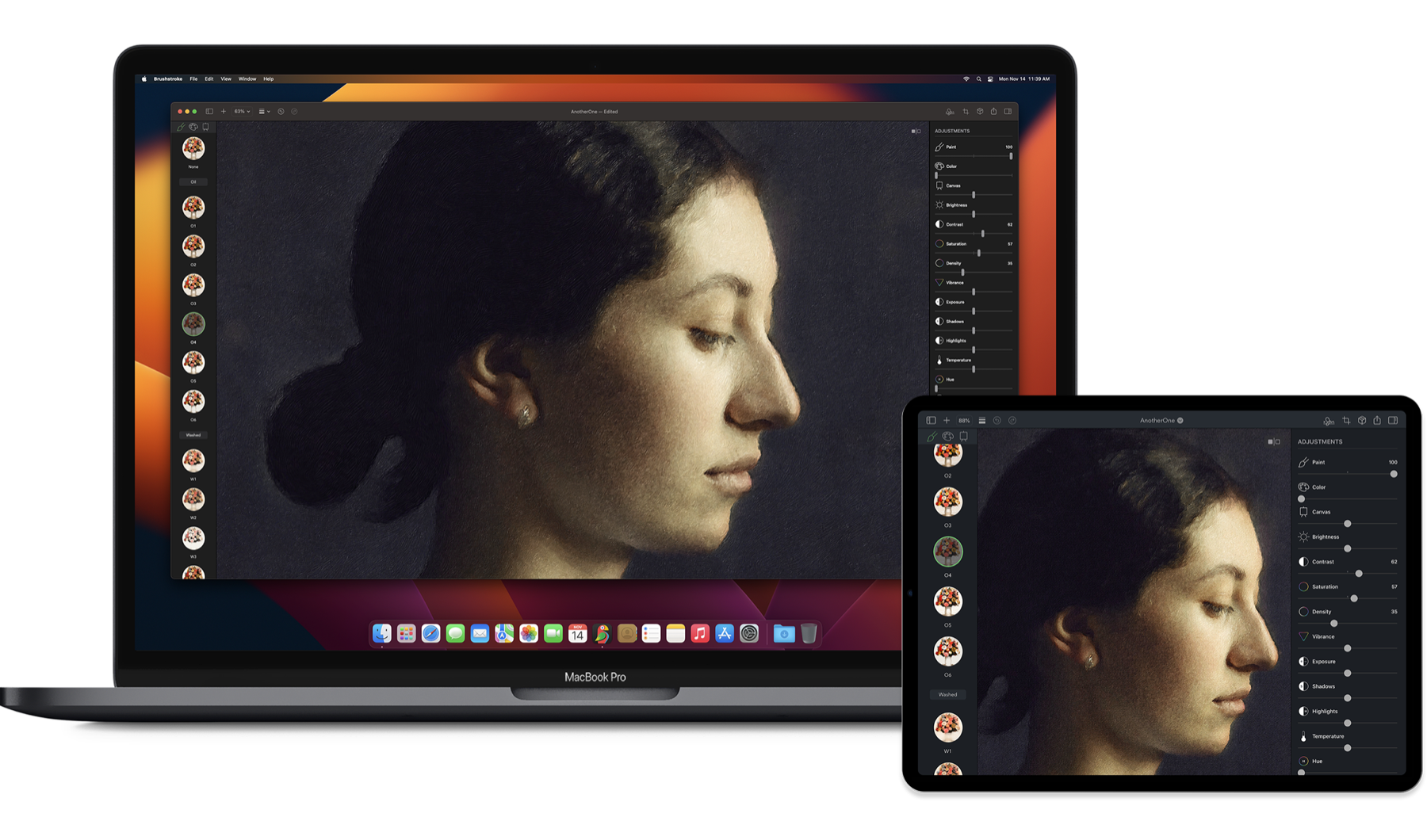 Brushstroke Pro running on Mac and iPad